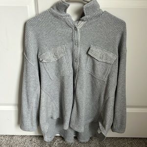 Gray Aerie Button up waffle jacket